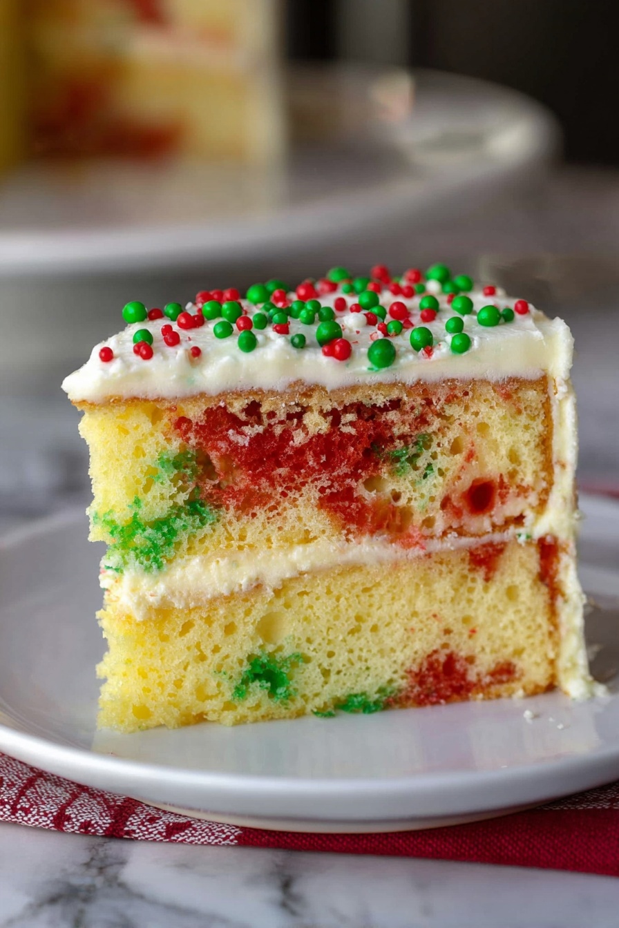 Christmas Poke Cake - Serving Suggestion