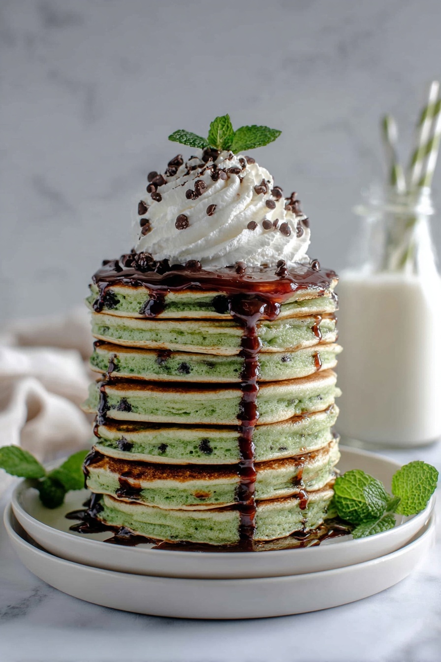 A clear glass bowl sits on a white marbled surface, filled with a smooth, pale green batter that has small bubbles on its surface. Scattered on top of the batter are several small, dark brown chocolate chips. Nearby, there is a silver whisk with a small trace of the green batter on one wire, a white cloth with a beaded edge, and three white bowls of different sizes, one containing some chocolate chips. The photo taken with an iphone --ar 2:3 --v 7